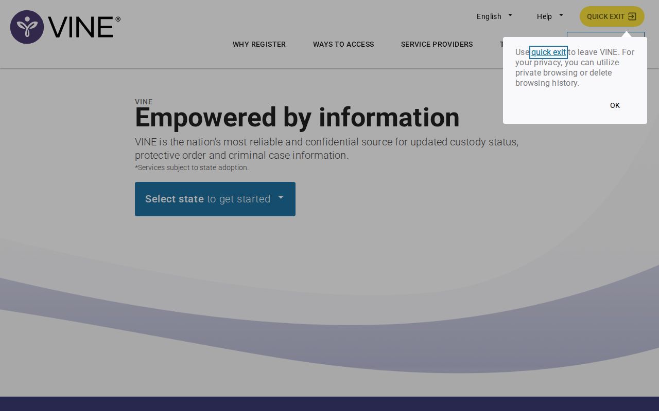 Winona County VINE inmate check and release notification search entry
